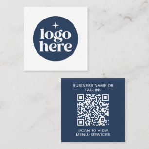 Eenvoudige QR-code Blauwe Zakelijke Logo Vierkante Visitekaartje