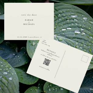 Eenvoudige QR Code Bruiloft Geel Save the Date Briefkaart