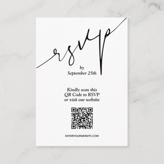 Eenvoudige QR-code bruiloft Informatiekaartje (Voorkant)