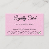 Eenvoudige QR-code Client waardering Roze Loyalty Visitekaartje (Voorkant)