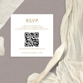 Eenvoudige QR-code Gold White Wedding RSVP Informatiekaartje