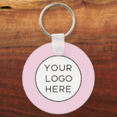 Eenvoudige QR-code met bedrijfsnaam en Logo | Roze Sleutelhanger (Achterkant)