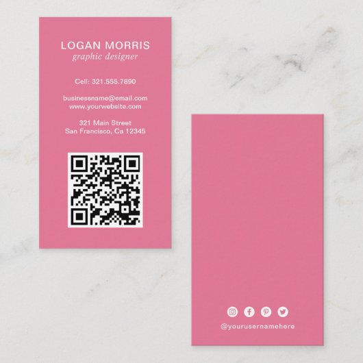 Eenvoudige QR-code Modern Visitekaartje (Voorkant / Achterkant)