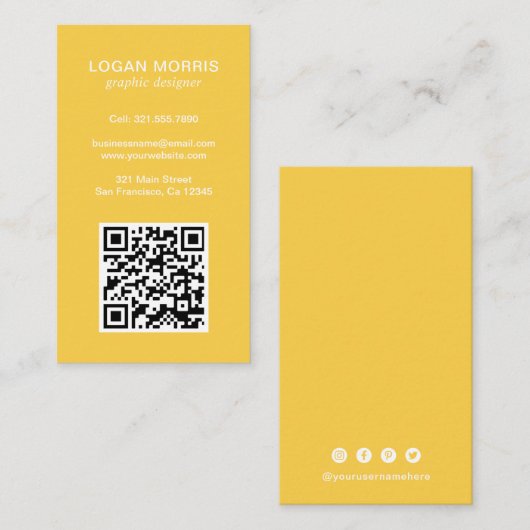 Eenvoudige QR-code Modern Visitekaartje (Voorkant / Achterkant)