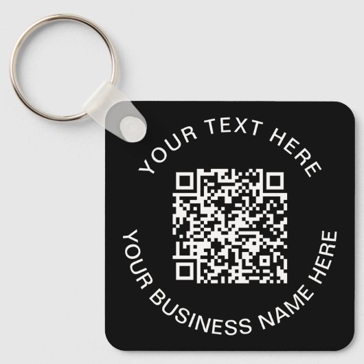 Eenvoudige QR-code - Promotioneel zwart Sleutelhanger (Voorkant)