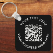 Eenvoudige QR-code - Promotioneel zwart Sleutelhanger (Voorkant)
