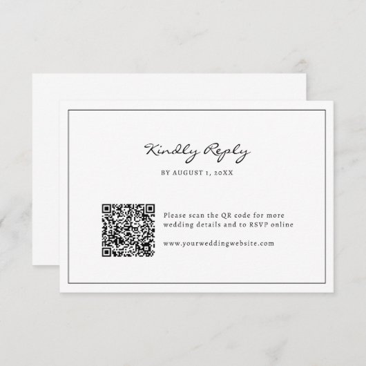 Eenvoudige QR-code RSVP Kaartje (Voorkant / Achterkant)