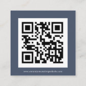 Eenvoudige QR-code Stusty Navy Blue Wedding RSVP Informatiekaartje (Achterkant)