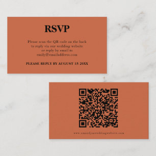 Eenvoudige QR-code Terracotta Wedding RSVP Informatiekaartje