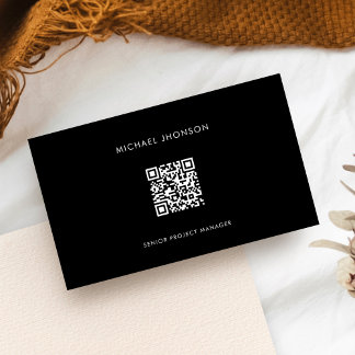 Eenvoudige QR-code Zwart-wit Online Professional Visitekaartje