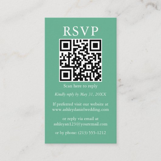 Eenvoudige QR RSVP Neo Mint Informatiekaartje (Voorkant)
