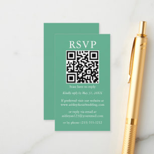 Eenvoudige QR RSVP Neo Mint Informatiekaartje