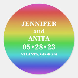 Eenvoudige Rainbow Gradient LGBT bruiloft Ronde Sticker