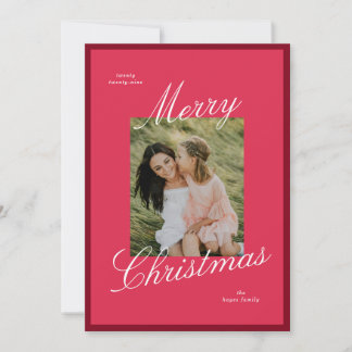 Eenvoudige rand Elegant script Prettig kerstfeest Feestdagenkaart