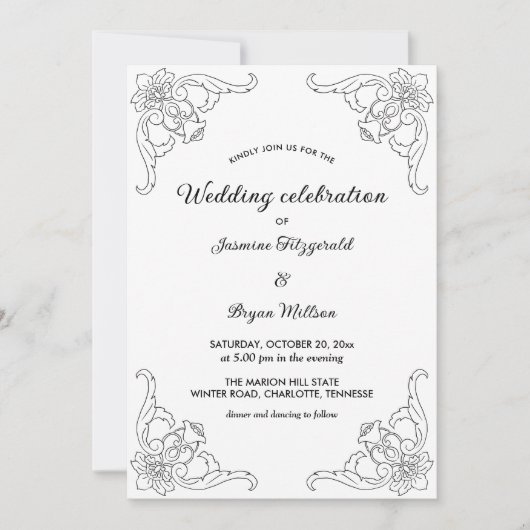 Eenvoudige rand Vintage Weddenschap Kaart (Voorkant)