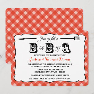 Eenvoudige Red BBQ Baby Shower-uitnodigingen Kaart