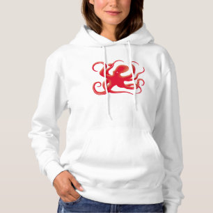 Eenvoudige Red Vector Art Octopus Silhouette Hoodi Hoodie