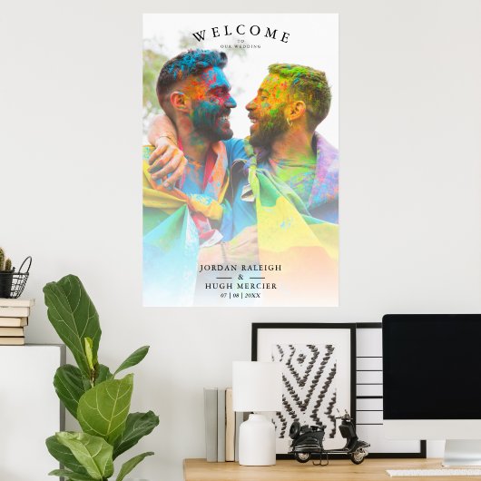 Eenvoudige regenboogkleuren LGBT Weddenschap met p Poster (Thuiskantoor)