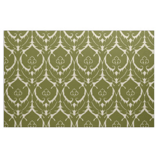 Eenvoudige renaissance Damask, Olive Green op Ivor Stof