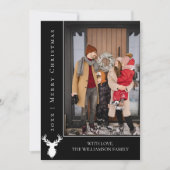 Eenvoudige Rendier Kerstkaart | Zwart (Voorkant)