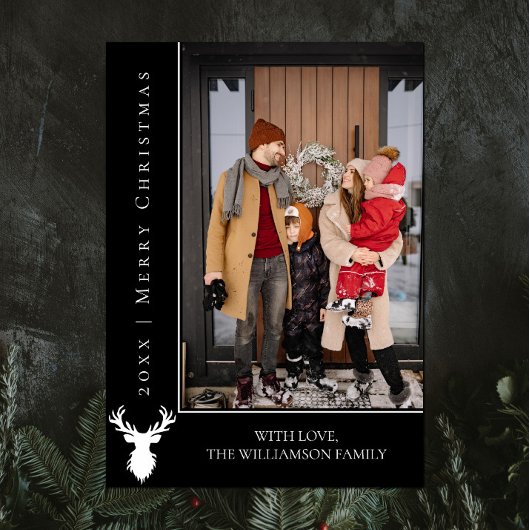 Eenvoudige Rendier Kerstkaart | Zwart