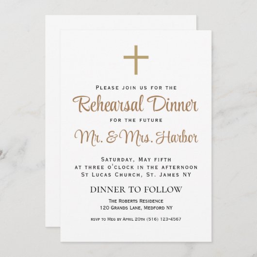 Eenvoudige repetitie diner uitnodiging (Voorkant / Achterkant)