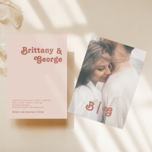 Eenvoudige retro   Blush Pink Casual fotoMonogram Kaart