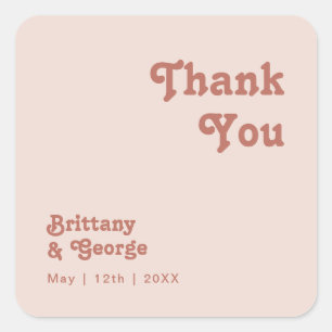 Eenvoudige retro Blush roze dank je weddenschap Vierkante Sticker