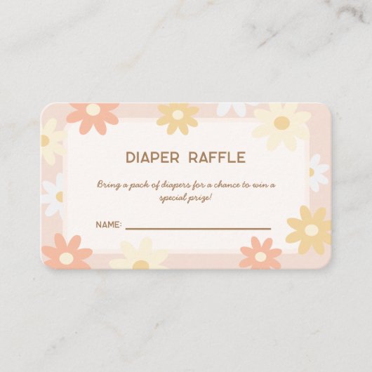Eenvoudige Retro Boho Daisy Baby shower Luier Raff Informatiekaartje (Voorkant)