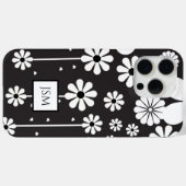 Eenvoudige Retro Boho Zwart en Wit Bloem Case-Mate iPhone Case (Achterkant (horizontaal))