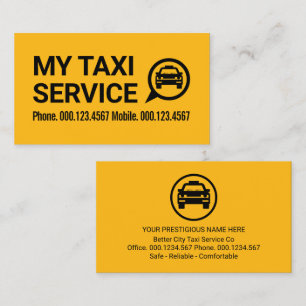 Eenvoudige Retro Gele Taxi Chauffeur Visitekaartje