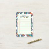 Eenvoudige Retro Groovy Blue Lined boodschappenlij Post-it® Notes (Op bureau)