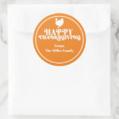 Eenvoudige Retro Moderne Kalkoen Prettig Thanksgiv Ronde Sticker (Tas)