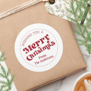 Eenvoudige Retro Moderne Kerstmis Groot Ronde Sticker