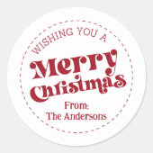 Eenvoudige Retro Moderne Kerstmis Groot Ronde Sticker (Voorkant)