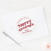 Eenvoudige Retro Moderne Kerstmis Groot Ronde Sticker (Envelop)