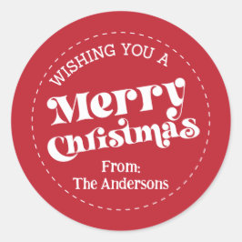 Eenvoudige Retro Moderne Kerstmis Groot Ronde Sticker