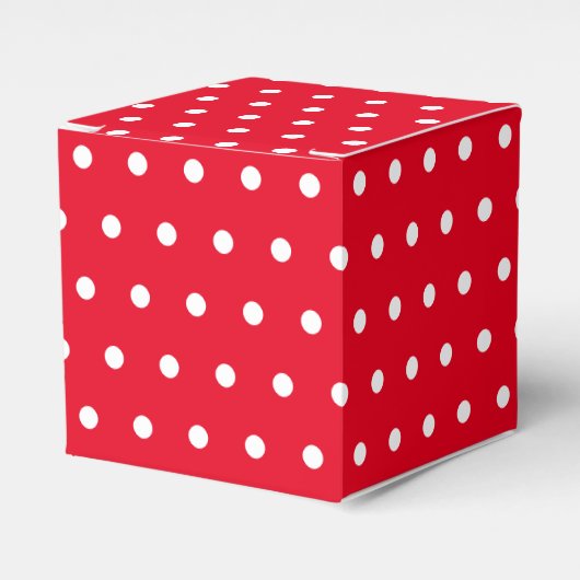 Eenvoudige Retro Polka Dot Rood en Wit Bedankdoosjes (Voorkant Zijde)