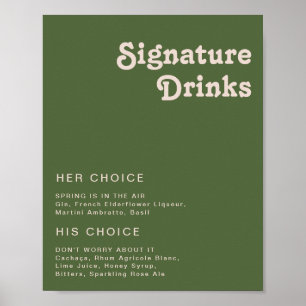 Eenvoudige Retro Sfeer Olijfgroene Signature Dra Poster
