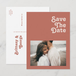 Eenvoudige Retro Sfeer   Oude Roos Foto Bewaar de  Uitnodiging Briefkaart