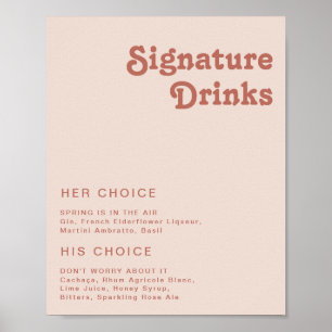 Eenvoudige Retro Sfeer Roze Signature Dranken me Poster