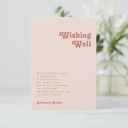 Eenvoudige retro Vibes Blush Pink Weddenschap goed Informatiekaartje (Staand voorkant)