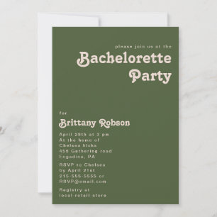 Eenvoudige Retro Vibes Olive Green Bachelorette Pa Kaart