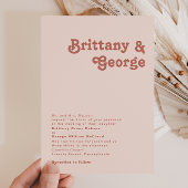 Eenvoudige retrovibes Blush roze traditionele brui Kaart