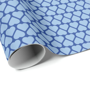 Eenvoudige rijen kleine bleke blauwe harten op don cadeaupapier