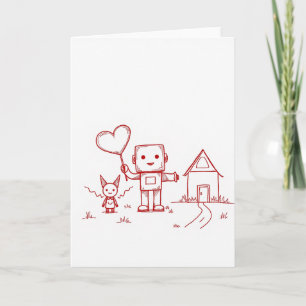 Eenvoudige Robot Hart Thuiskaart Kaart