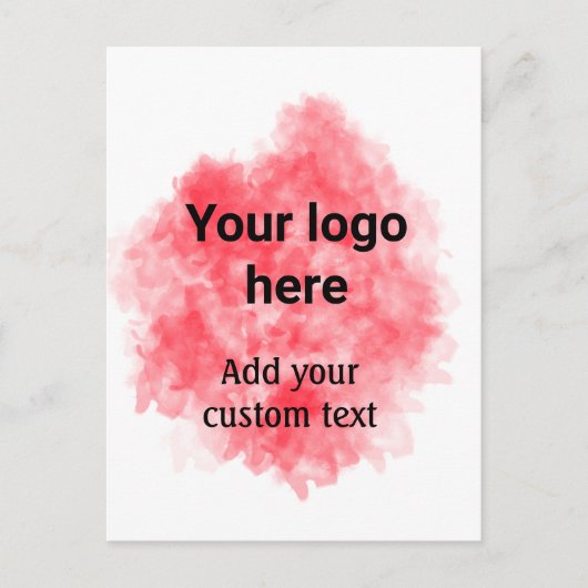 Eenvoudige rode aquarel voeg uw logo aangepaste te briefkaart (Voorkant)