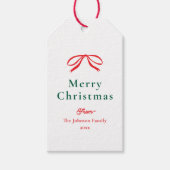 Eenvoudige rode boog kerstvakantie cadeaulabel (Voorkant)