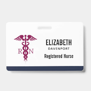 Eenvoudige Rode Caduceus Geregistreerde Verpleegku Badge