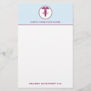 Eenvoudige Rode Caduceus Geregistreerde Verpleegku Briefpapier